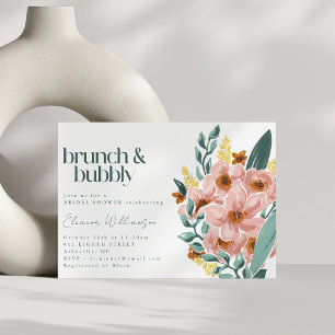 Hübsche Minz-Salbei-Rosé-Pink-Floral-Brunch-Sprude Einladung