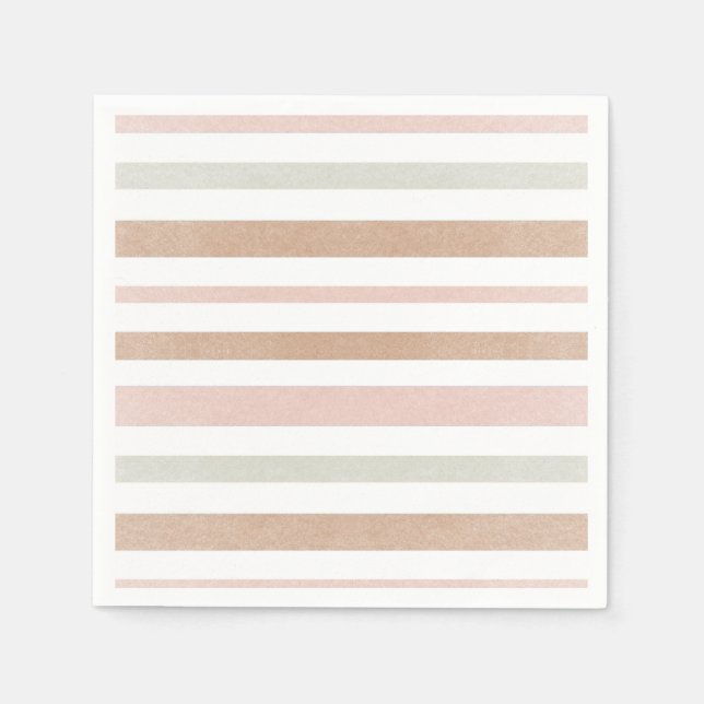 Hübsche moderne neutrale Streifen Serviette (Vorderseite)