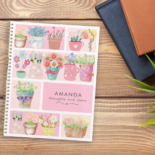 Hübsche, moderne, rosa und elegante Blume Planer