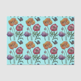 Hübsche Mohnblume Blume Aqua Pattern Wasserfarbe Seidenpapier