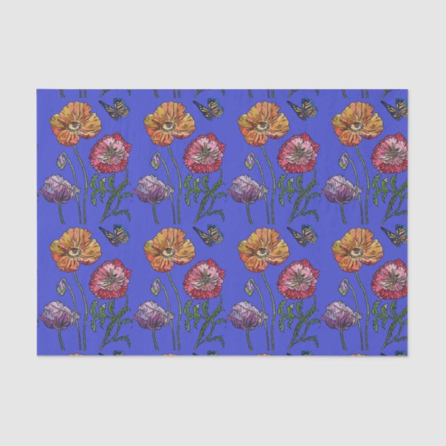 Hübsche Mohnblume Blume Blumenmuster Wasserfarbe Seidenpapier (Vorderseite)