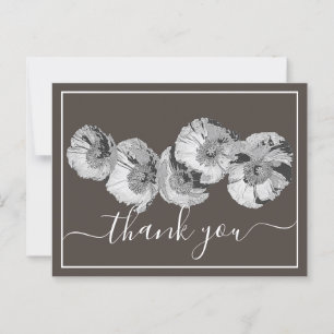 Hübsche Mohnblumen Brauner Hintergrund Danke Postkarte