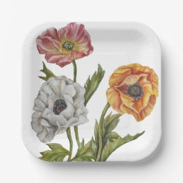 Hübsche Mohnpapier-Teller Pappteller