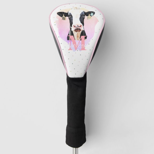 Hübsche Monogram Girls Name Rosa Niedlich Holstein Golf Headcover (Vorderseite)
