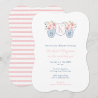 Hübsche Monogram Pink Roses Little Girl Babydusche