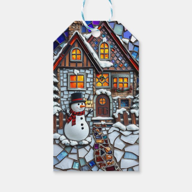 Hübsche Mosaiksteine und verklebte Gläser Weihnach Geschenkanhänger (Vorderseite)