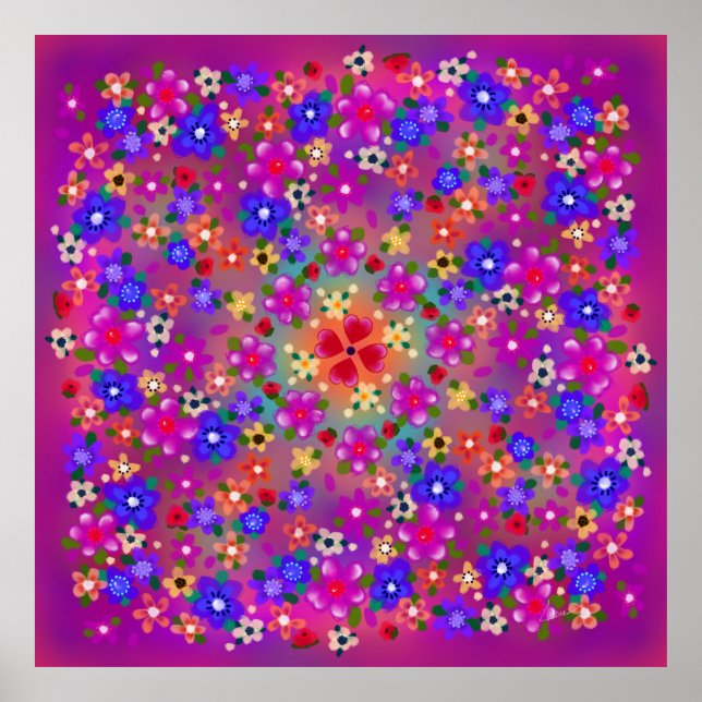 Hübsche Multicolor-Blume Boho Style Poster (Vorne)