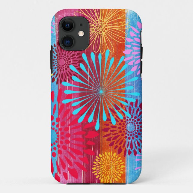 Hübsche mutige bunte Blume birst auf breiten Case-Mate iPhone Hülle (Rückseite)