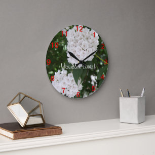 Hübsche Nah-up Berg Laurel Blume Wall Clock Große Wanduhr