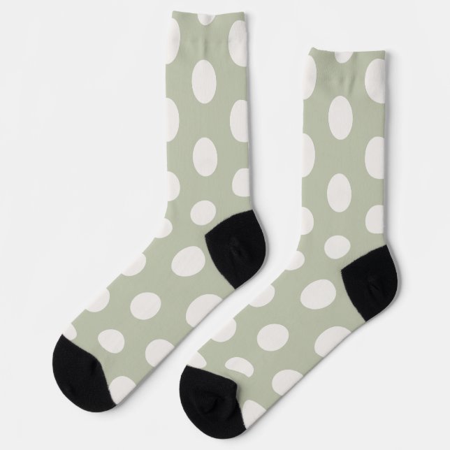 Hübsche nahtlose Polka-Punkte l Grün/Weiß Socken (Linkes Detail)