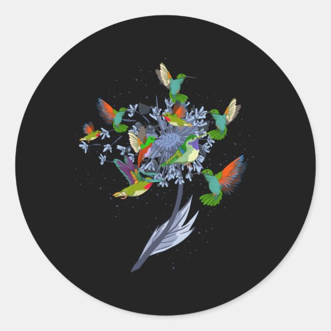 Hübsche Natur Tierische Blume Bird Hummingbird Runder Aufkleber (Vorderseite)
