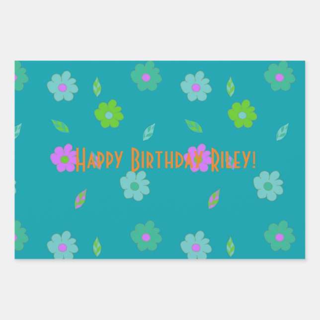 Hübsche Niedliche Girls Retro Blume Geschenkpapier Set (Vorderseite)