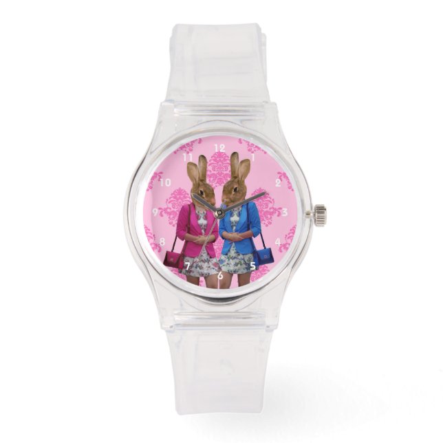 Hübsche niedliche Hasen Armbanduhr (Vorderseite)