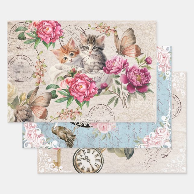 Hübsche niedliche Katzen, die in einem Busch sitze Geschenkpapier Set (Set)