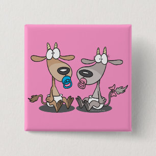 hübsche niedliche Kinderziegen Ziegen Cartoon Button