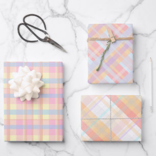 Hübsche Niedliche Pastel Retro Klassische Karierte Geschenkpapier Set