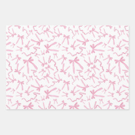 Hübsche Niedliche rosa Schleifen, die Muster-Gesch Geschenkpapier Set