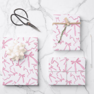 Hübsche Niedliche rosa Schleifen, die Muster-Gesch Geschenkpapier Set