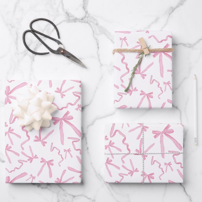 Hübsche Niedliche rosa Schleifen, die Muster-Gesch Geschenkpapier Set (Vorderseite)