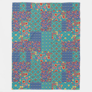 Hübsche Nostalgische Imitate Patchwork Fleece Blan