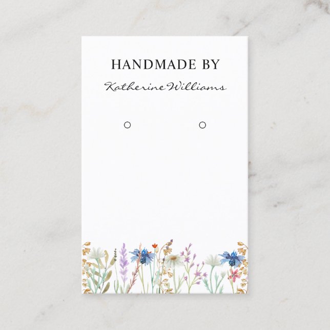 Hübsche Ohranzeige | Wildblume Floral Visitenkarte (Vorderseite)
