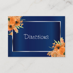 Hübsche Orange-Blume auf Navy Blue - Directors Begleitkarte