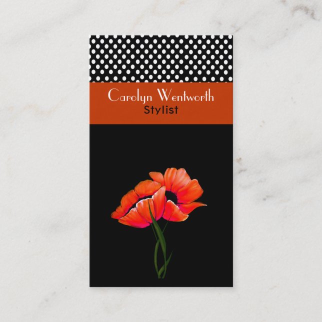 Hübsche orange Mohnblumen und Visitenkarte (Vorderseite)