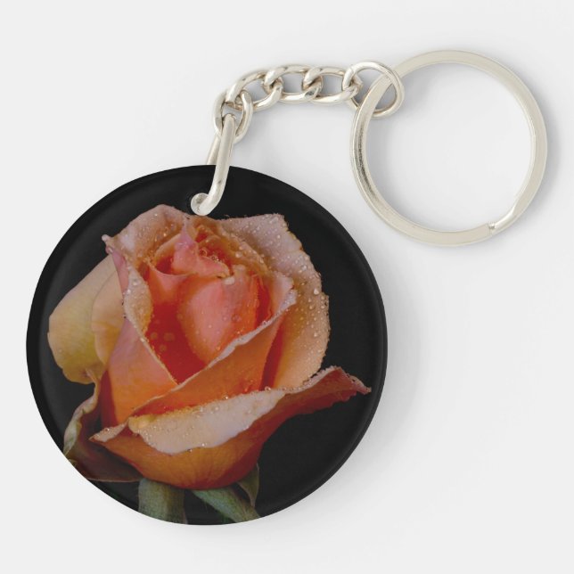 Hübsche Orange-Rose Schlüsselanhänger (Rückseite)