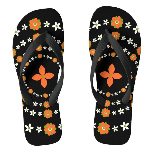 Hübsche Orangen- und Grüngarten-Blume Weihnachten Flip Flops (Fußbett)