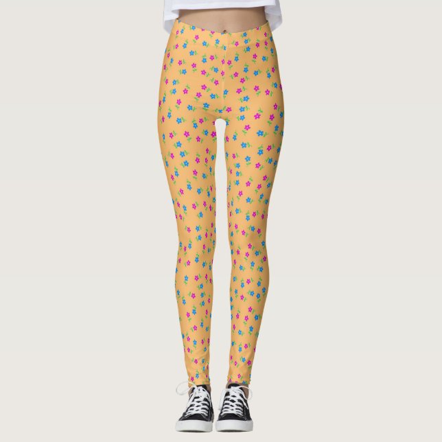 Hübsche Orangene Blume Leggings (Vorderseite)