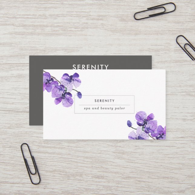 Hübsche Orchideen Feminée Business Card Visitenkarte (Vorderseite/Rückseite Beispiel)