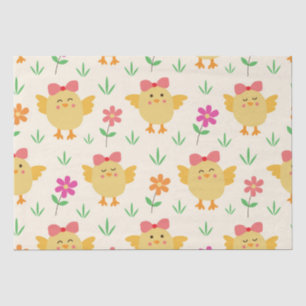 Hübsche Osterbabyküken mit Schleifen und Blumen Seidenpapier