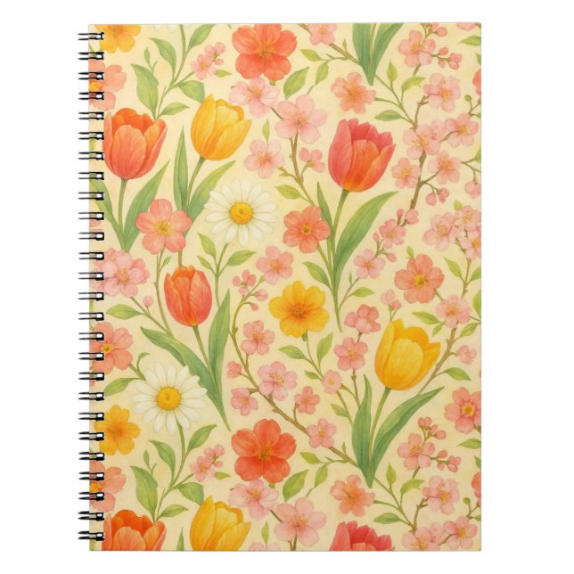 Hübsche Ostern-/Frühjahrsblumenmuster Notizblock (Vorderseite)
