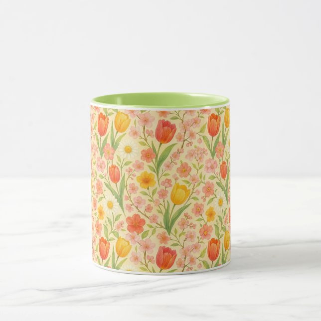 Hübsche Ostern-/Frühling Blumenmuster Tasse (Zentrum)