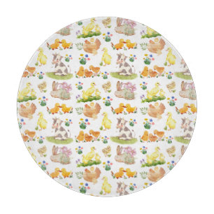 Hübsche Ostern Frühlingshof-Tiere-Tischdecke Schneidebrett