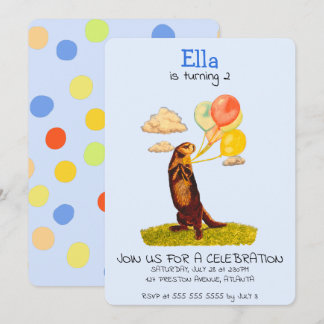 Hübsche Otter Holding Party Ballons Einladung