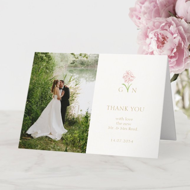 Hübsche Paarbläschen-Monogramm Dankeskarte (Von Creator hochgeladen)