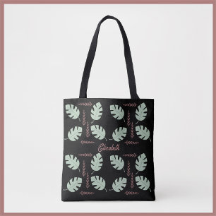 Hübsche Palm & Branchensage Grün & Dusty Rose Rosa Tasche