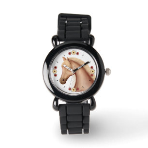 Hübsche Palomino Pferdeüberwachung mit Glitzer Armbanduhr