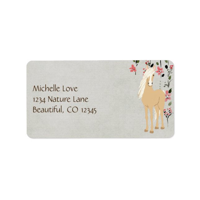 Hübsche Palomino Pony Blume Pferdeadresse Adressaufkleber (Vorne)
