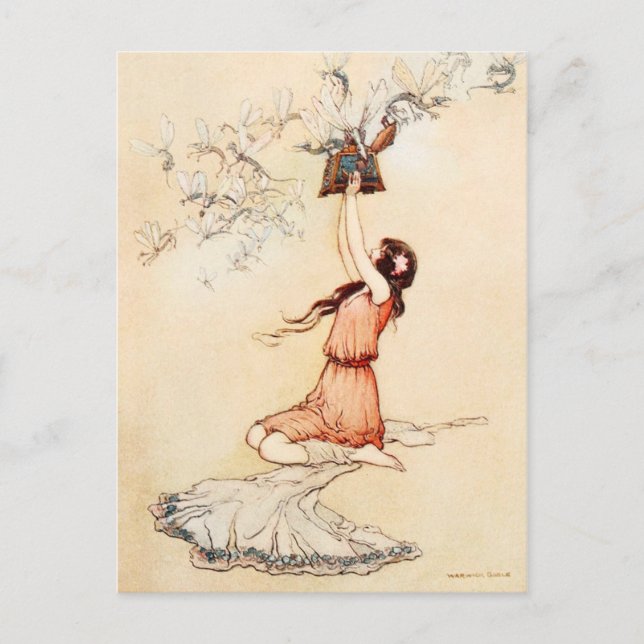 Hübsche Pandora öffnet ihre Box Postkarte (Vorderseite)