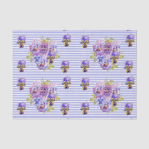 Hübsche Pansy Blume Blumenlavender Streifen Muster Seidenpapier