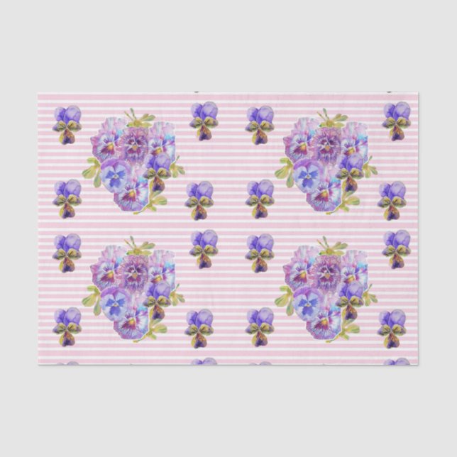 Hübsche Pansy Blume Blumenpastellfarben Pink Muste Seidenpapier (Vorderseite)