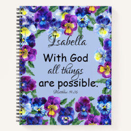 Hübsche Pansy-Blume Christliche Scripting-Geschenk Notizbuch