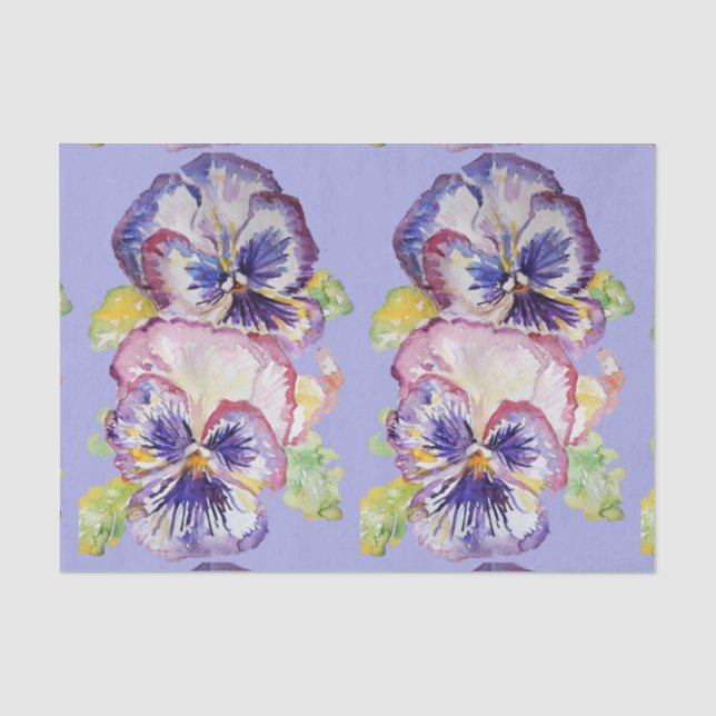 Hübsche Pansy Blume Floral Lavendel Muster Seidenpapier (Vorderseite)
