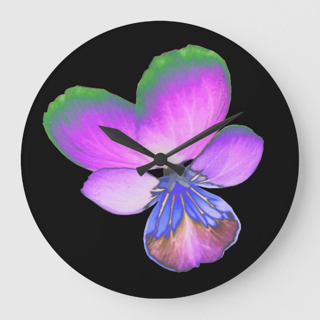 Hübsche Pansy Wall Uhr (Vorderseite)