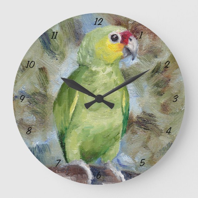 Hübsche Papageien-Wand-Uhr Große Wanduhr (Vorderseite)