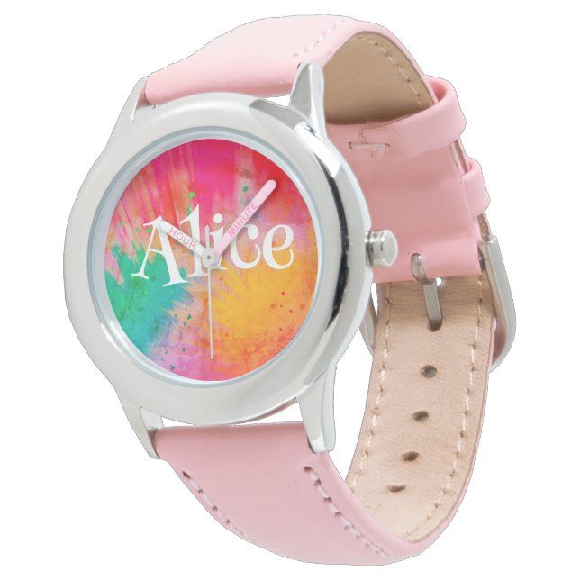 Hübsche Pastel Abstrakt gefärbt Armbanduhr (Schrägansicht)