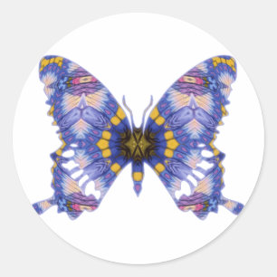 Hübsche Pastel Blue Kaleidoscope Butterfly Runder Aufkleber
