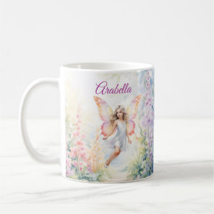 Hübsche Pastel Butterfly Faia im Blumengarten Kaffeetasse